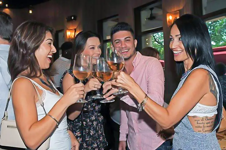 Group of friends toasting with rosé wine — Casa Sensei, Fort Lauderdale — Casa Sensei, Fort Lauderdale